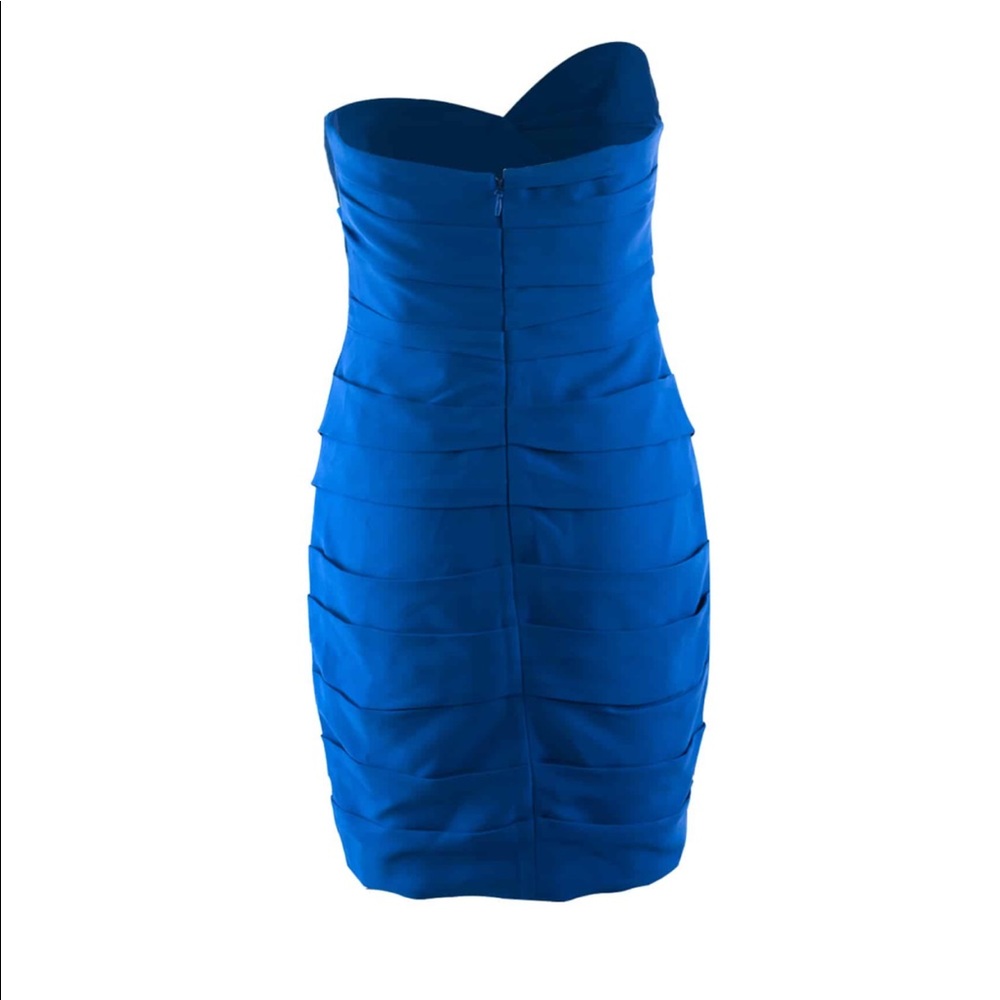 BCBG BLUE RUTCHED STRAPLESS COCKTAIL DRESS NWT - Picture 4 of 5